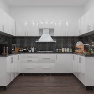 U-shaped kitchen interior.
